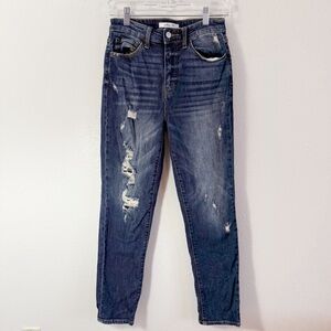 Distressed Dark‎ Blue Women's Jeans